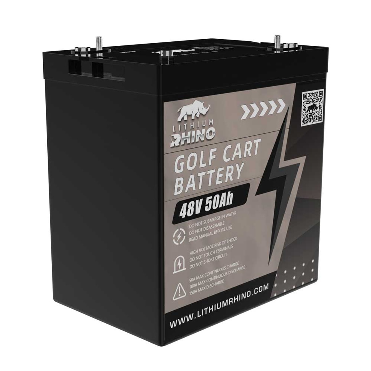 Lithium Rhino 48V 50Ah LiFePO4 Golf Cart Conversion Kit (Battery + Charger + Accessories)